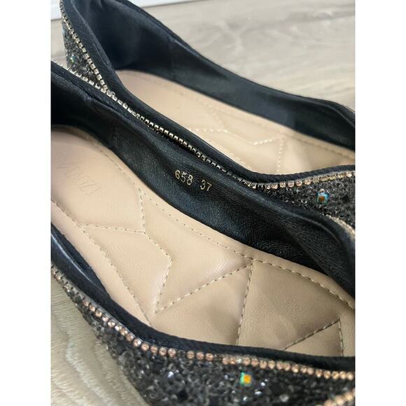 Womens Rhinestone Flats -Pointed Toe Ballet Flat - Picture 4 of 5
